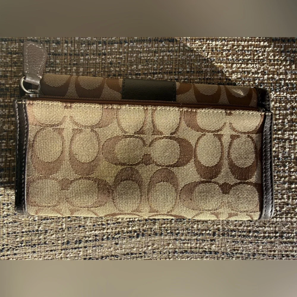Coach Signature Brown and Tan Wallet